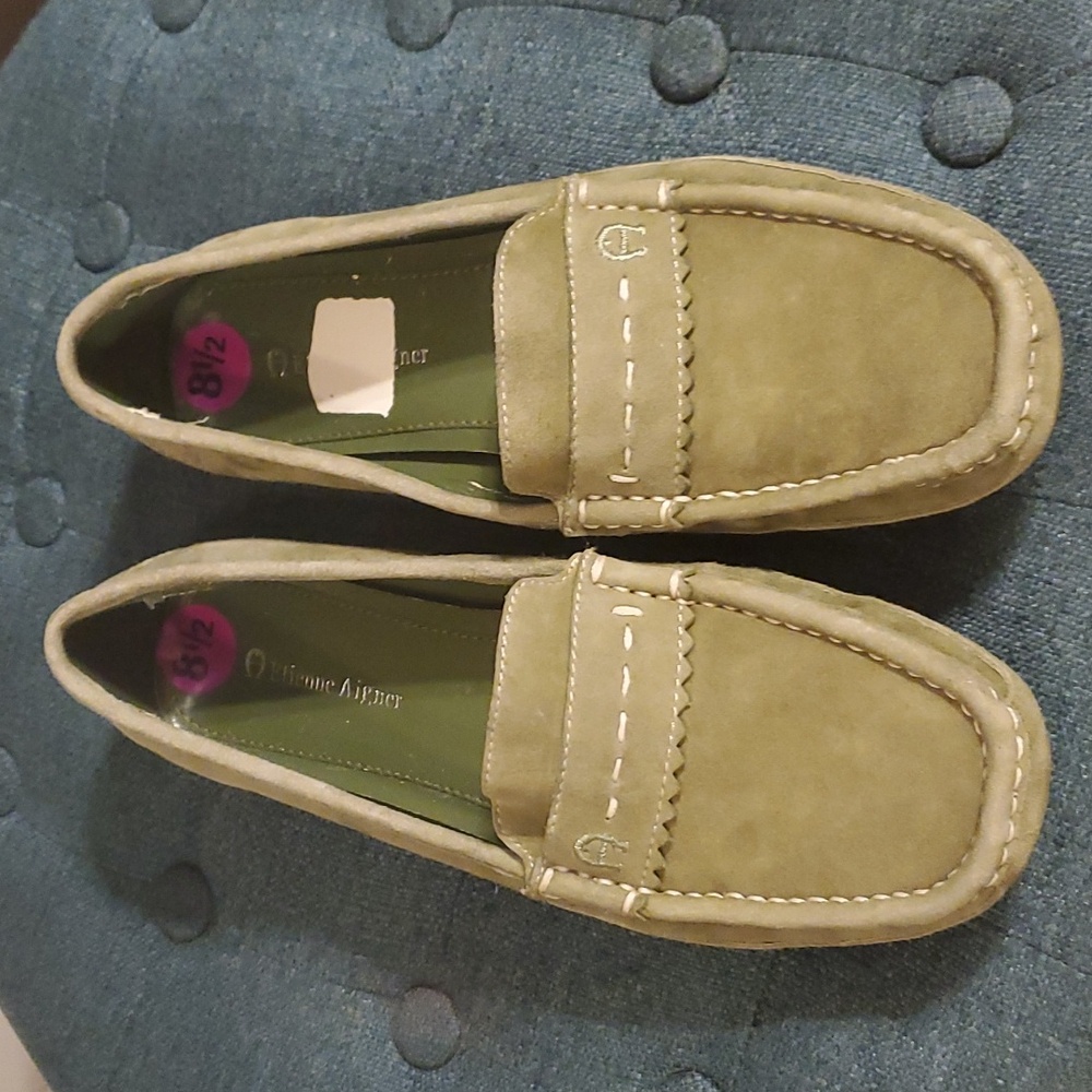 Etienne Aigner Suede Loafers; Sage Green; 8.5 - Picture 1 of 6